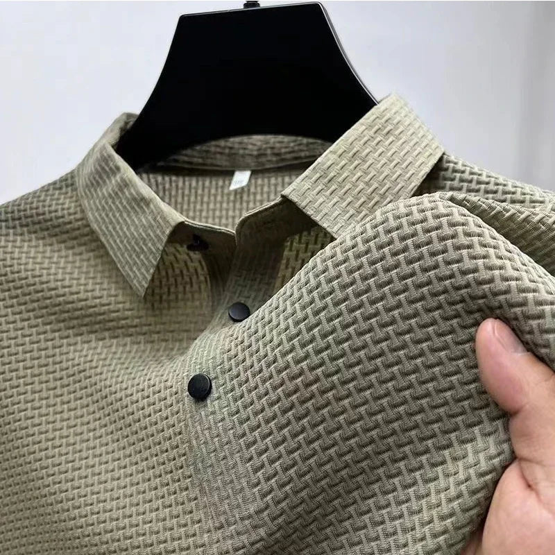 Bone Flower Print Polo Shirt