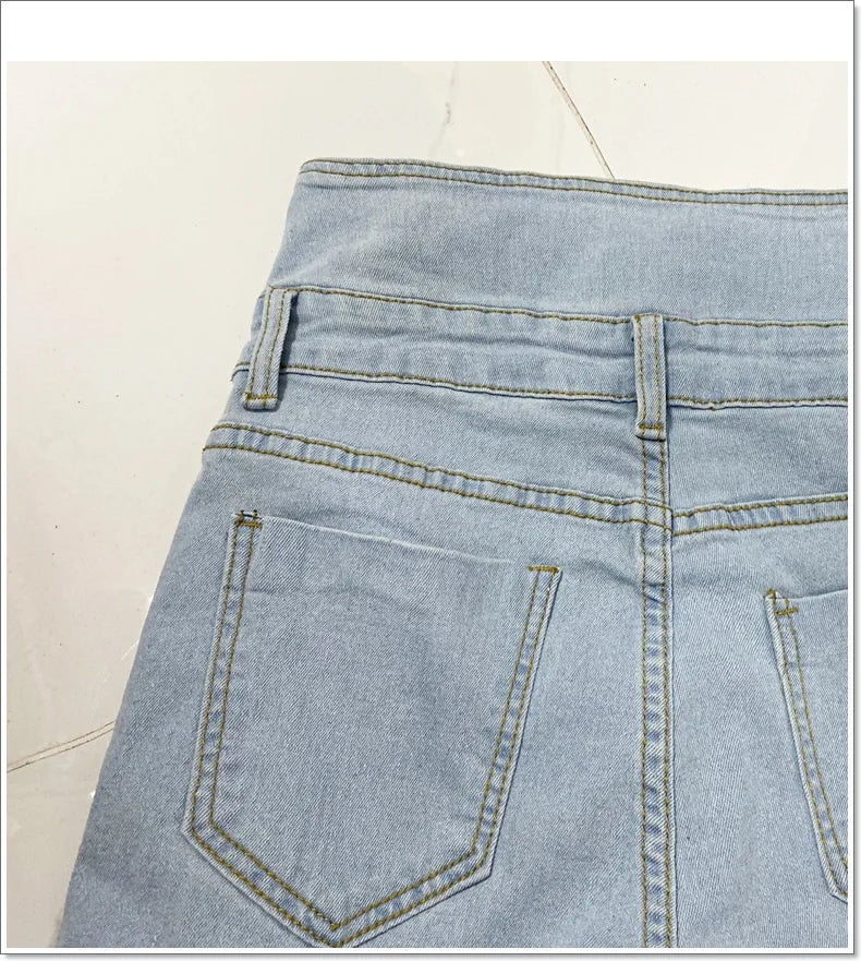 High Waist Tie Denim Pencil Pants