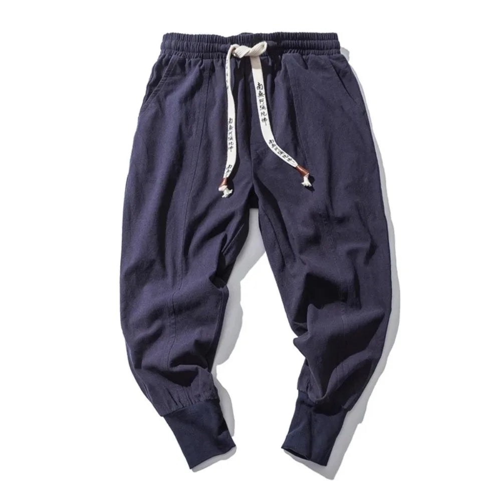 Cotton Linen Drop-Crotch Harem Pants
