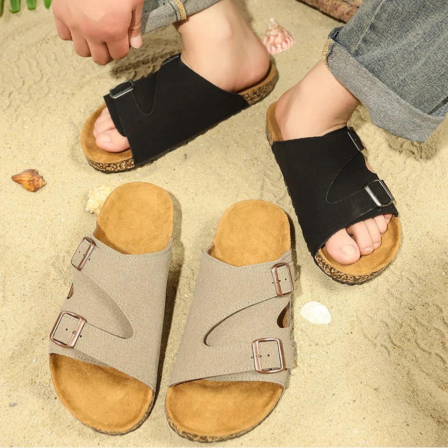 Men's slippers, wear-outside sandals, vintage half-slipper, casual sandals, easy-matching thong sandals, couple's beach shoes