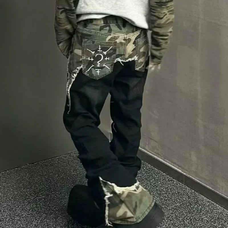 Camo Stitch Baggy Y2K Jeans