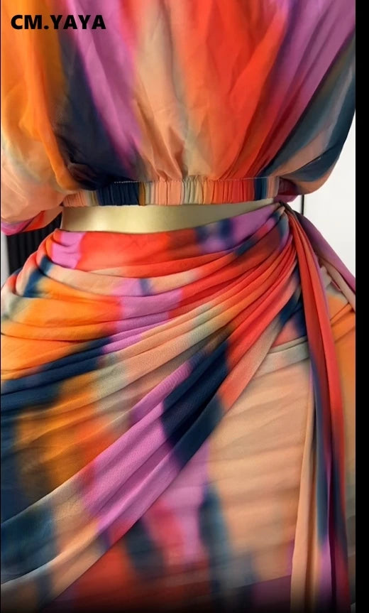 Tie Dye Ruched T-Shirt & Mini Skirt Set