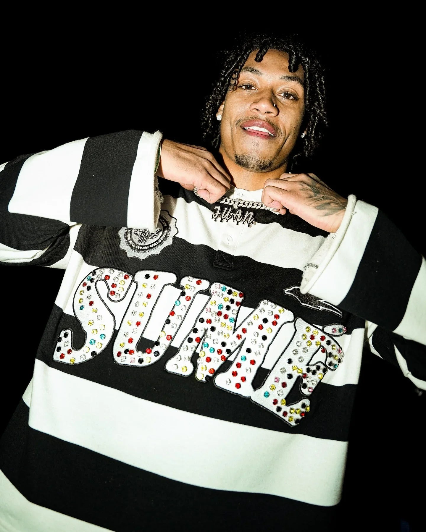 Stripe Splice Oversized Gothic Tee