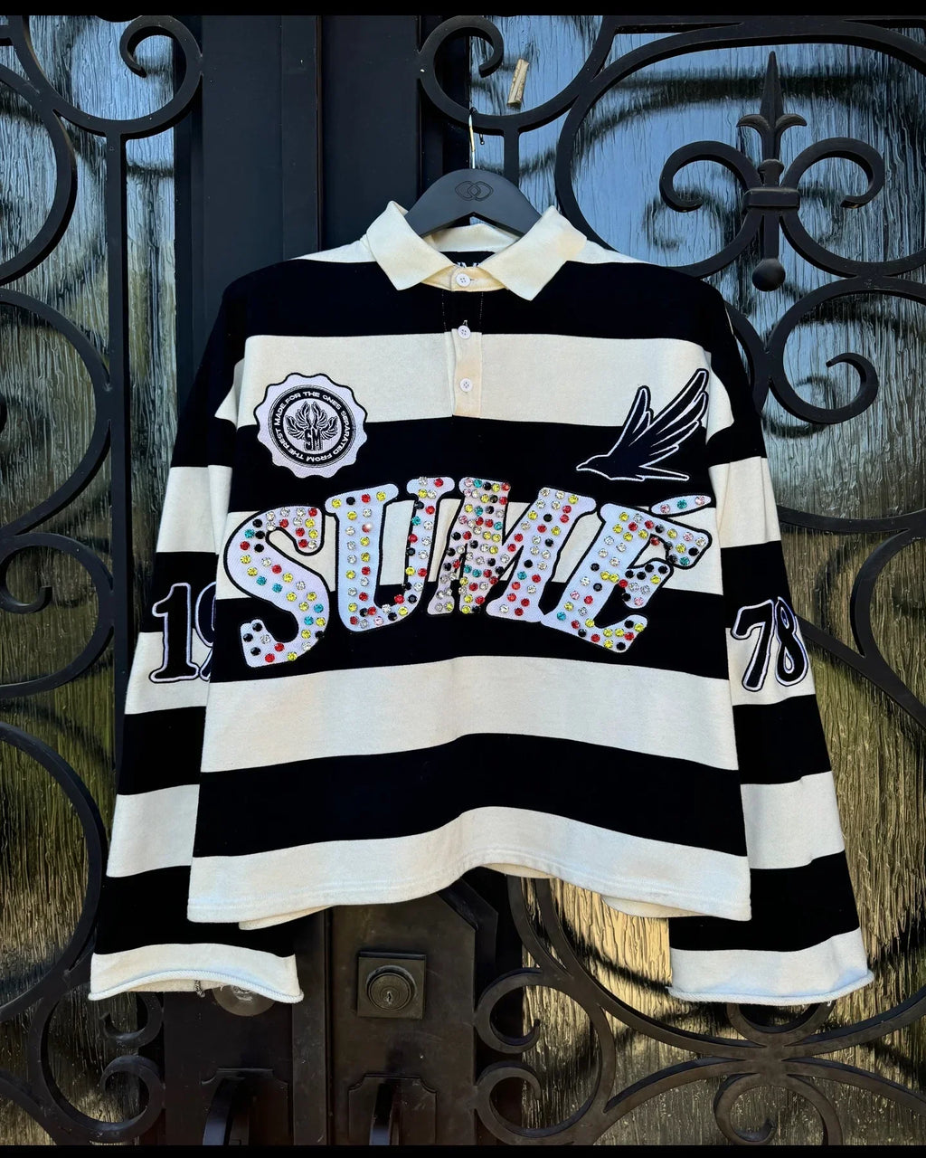 Stripe Splice Oversized Gothic Tee