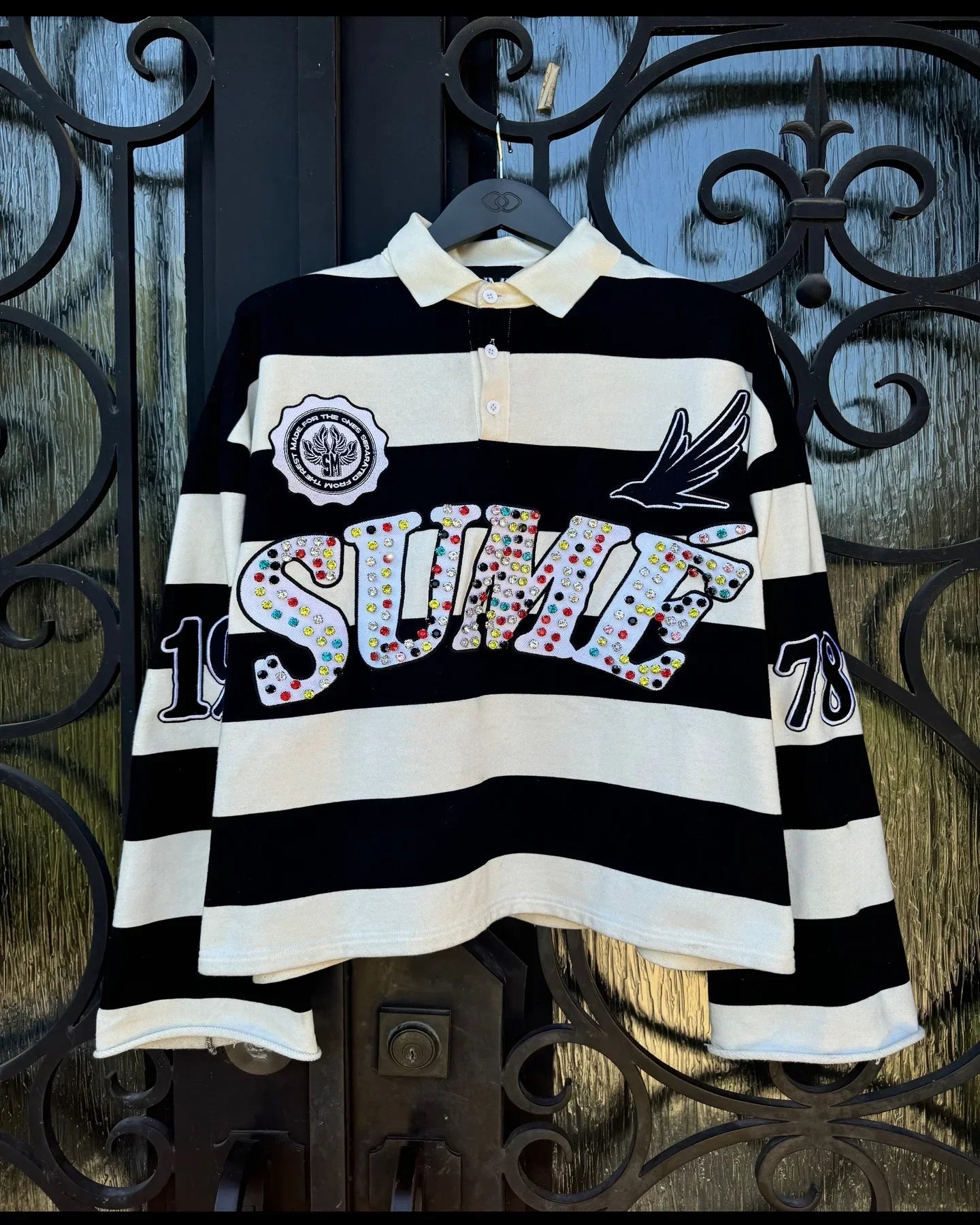 Stripe Splice Oversized Gothic Tee