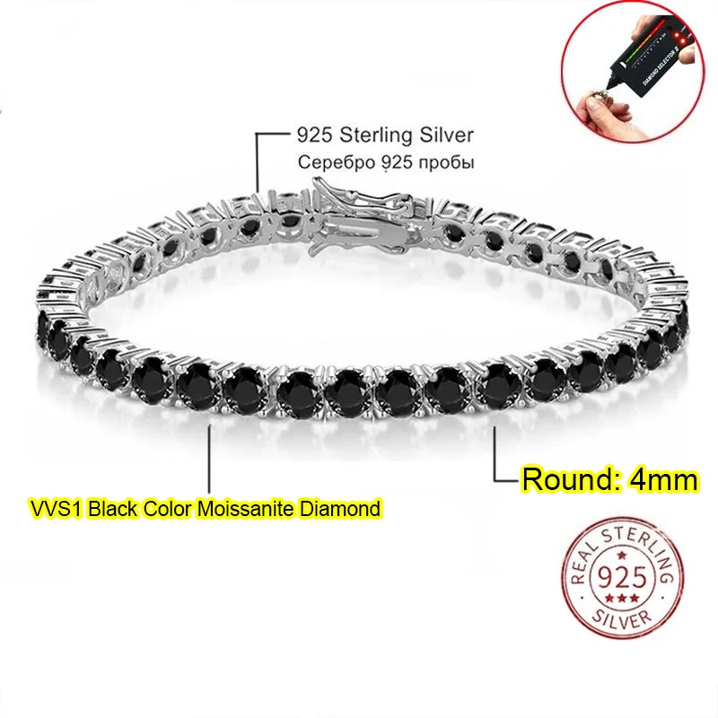 Real Moissanite Tennis Bracelet — 925 Sterling Silver
