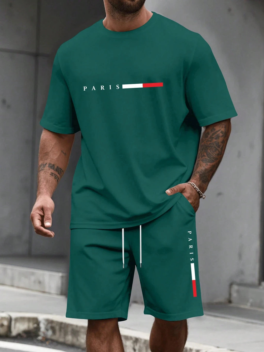 Men's O-Neck Short Sleeve T-Shirt & Shorts Tracksuit Set