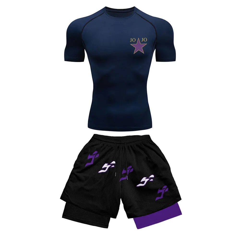 Men's Printed Compression Sports Two-Piece Set