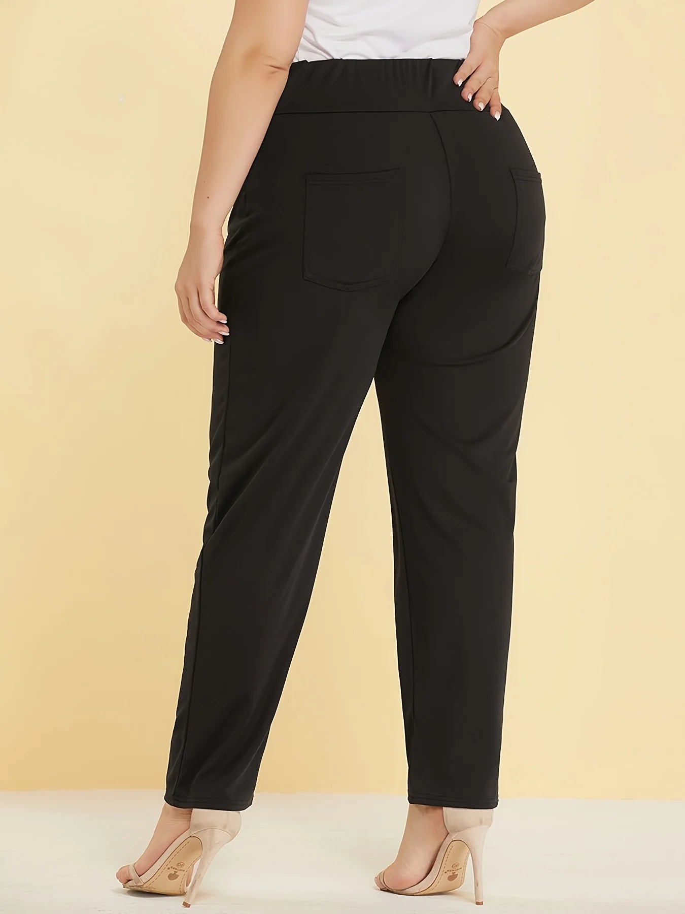 Plus Size Knit Slit Straight Trousers — Women