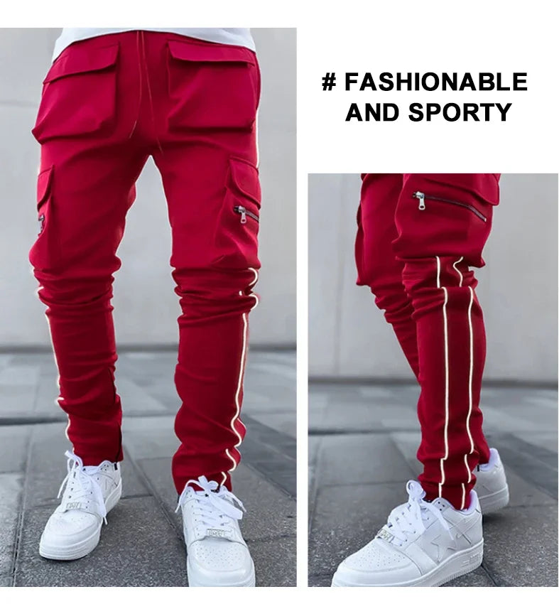 Reflective Multi-Pocket Jogger Pants