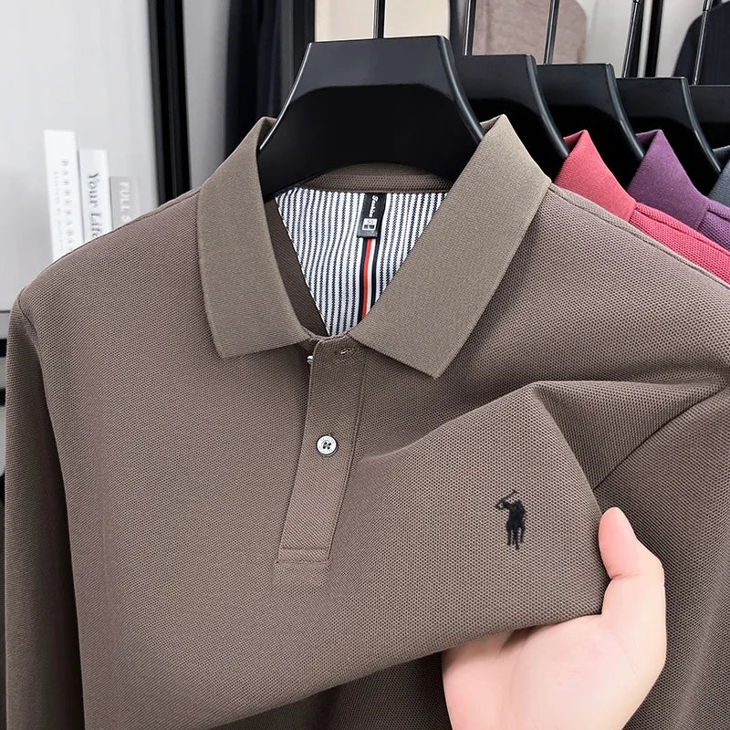 Embroidered Pony Long Sleeve Polo