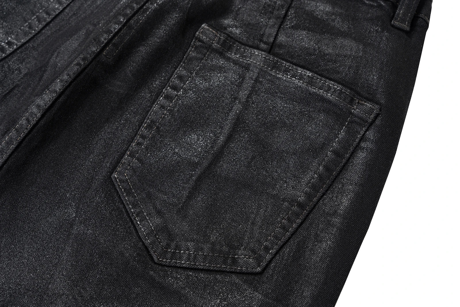 Midnight Flare — Black Wax Leather Stretch Jean