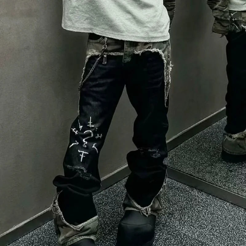Camo Stitch Baggy Y2K Jeans