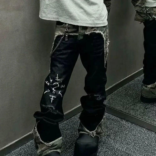 Camo Stitch Baggy Y2K Jeans