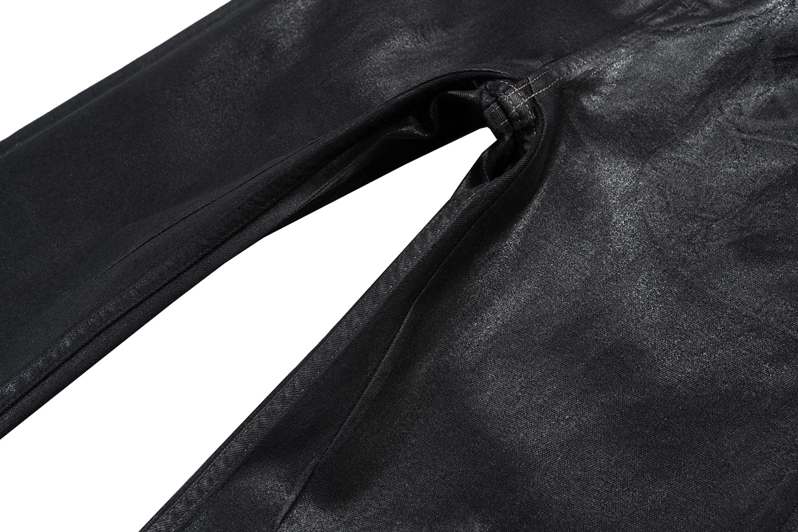 Midnight Flare — Black Wax Leather Stretch Jean