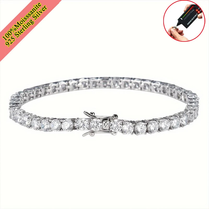 Real Moissanite Tennis Bracelet — 925 Sterling Silver