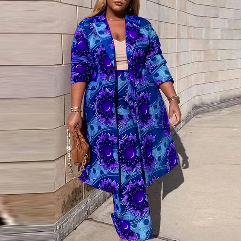 Plus Size Bohemian Print Two-Piece Outfit — Women