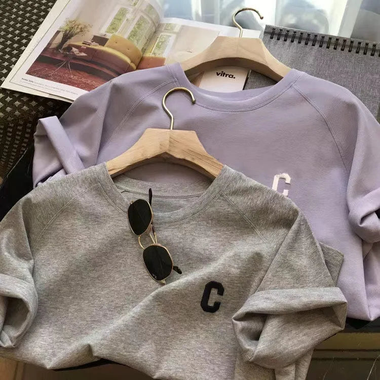 Women's Print Letter T-Shirt & Shorts Two-Piece Set