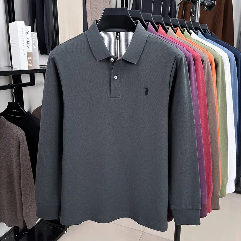 Embroidered Pony Long Sleeve Polo