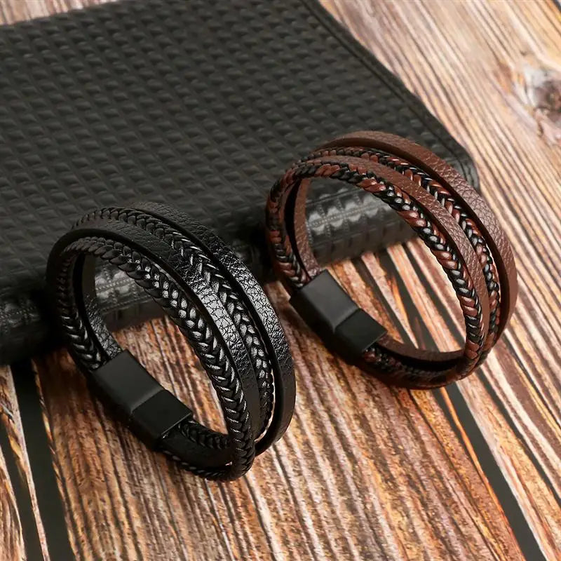 Tiger Stack — Multilayer Tiger Eye Leather Bracelet