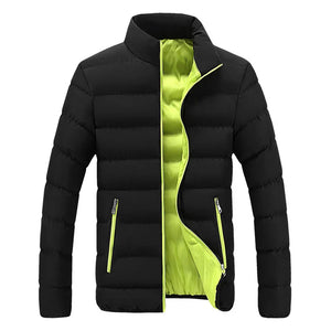 2024 Black New Men's Warm Jacket Cotton Padded Jacket Casual Sports Autumn Winter Men Standing Collar Warm Thick Parker Coat Jac