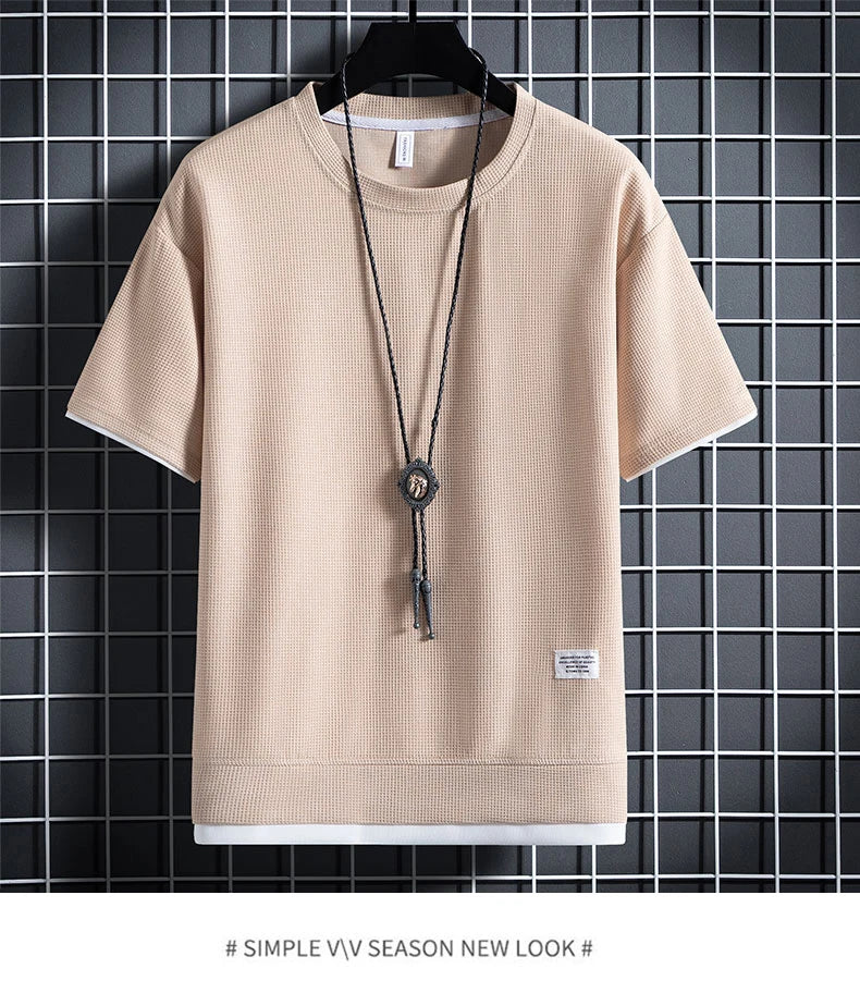 Men's Waffle T-Shirt & Shorts Tracksuit Set