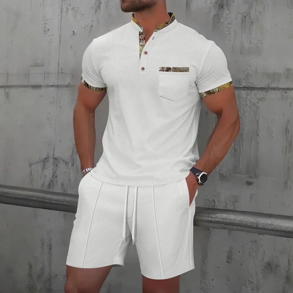 Men's Waffle Two-Piece Suit Shorts Set