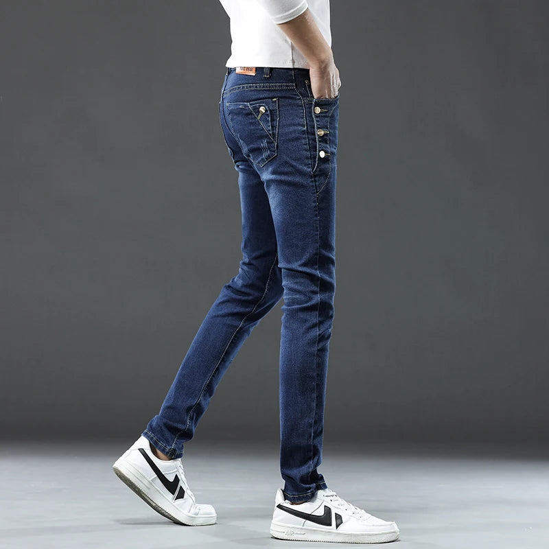 Korean Multi-Button Skinny Jeans