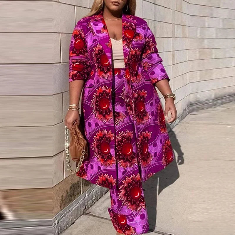 Plus Size Bohemian Print Two-Piece Outfit — Women