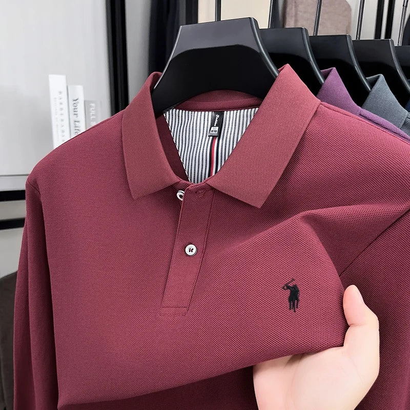 Embroidered Pony Long Sleeve Polo