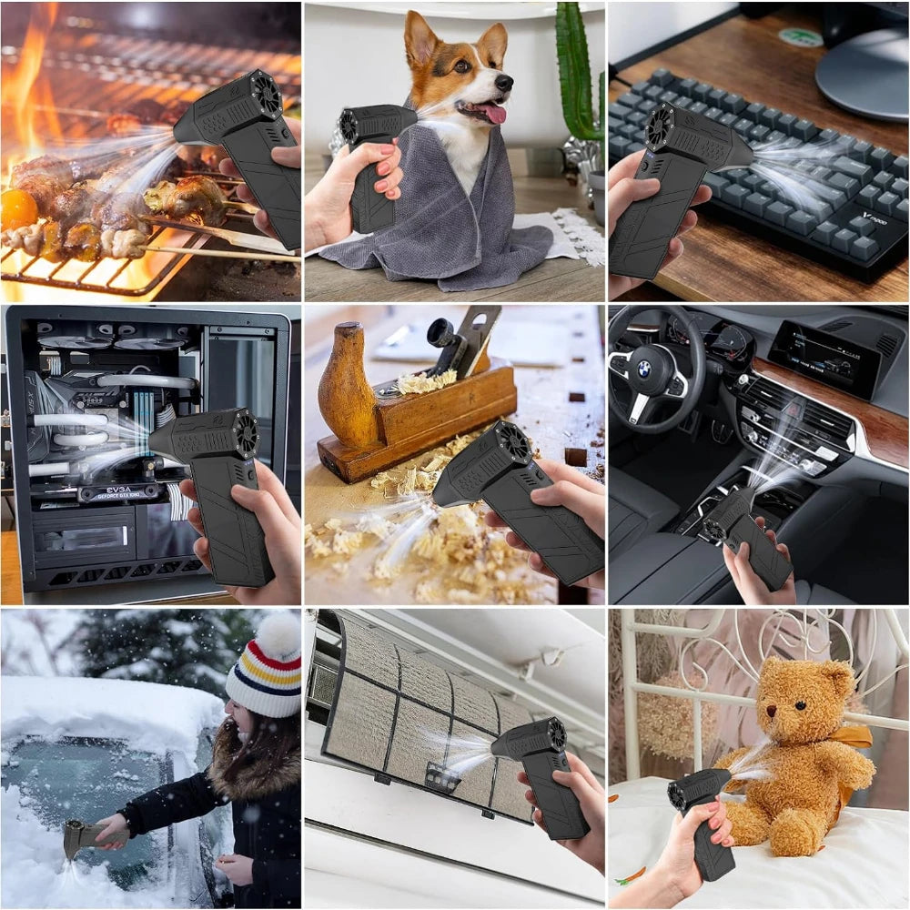 Caer Mini Turbo Jet Fan Electric Air Duster with 1&3 Gear Adjustable Speed 130000RPM 52m/s Car Computer Cleaning Blower Tool Kit