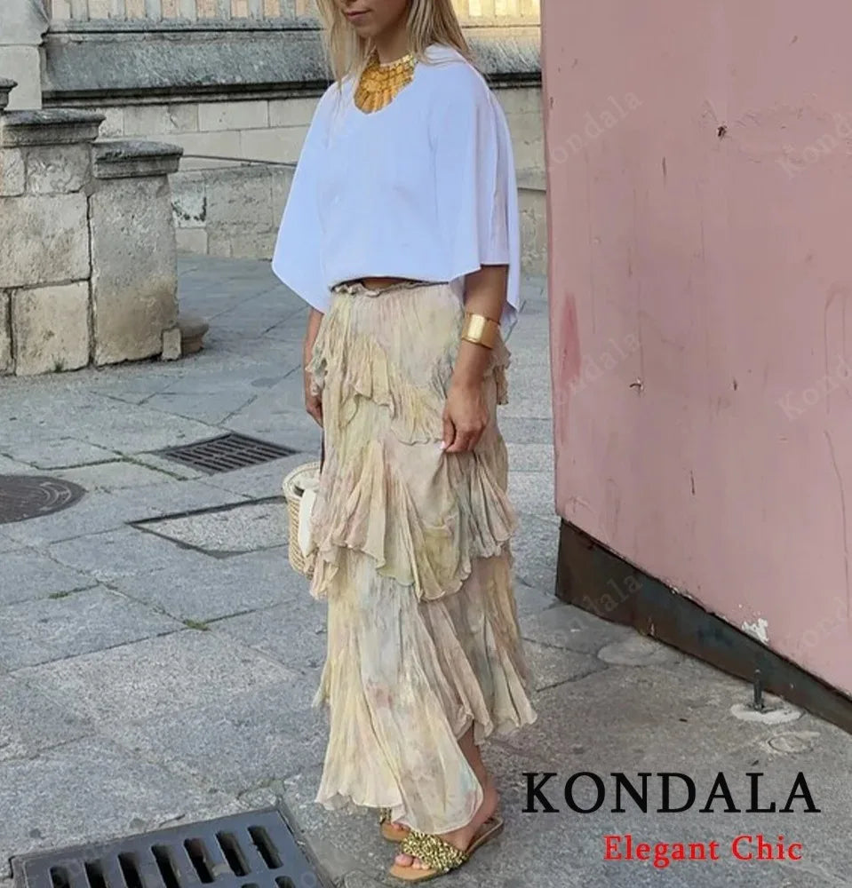 Gradient Tiered Ruffle Maxi Skirt — Women's Boho