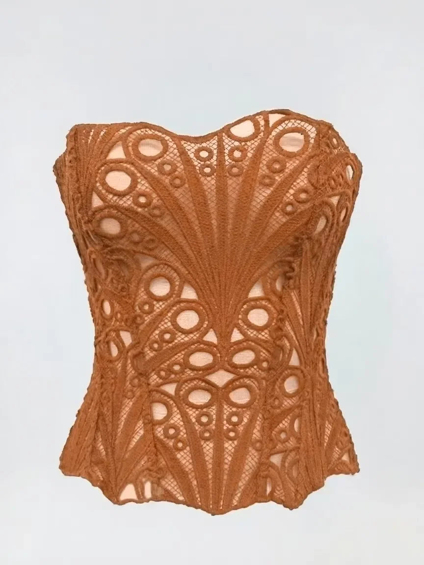 Mesh Lace Bustier Corset Top
