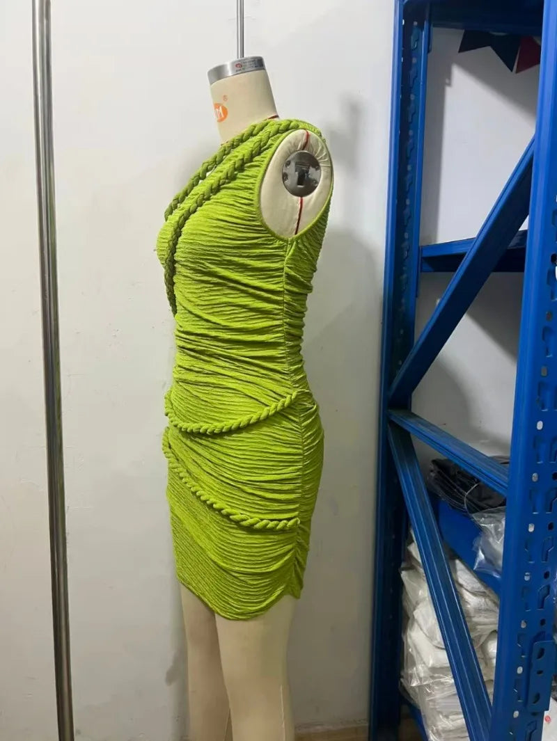 One Shoulder Ruched Bodycon Mini Dress