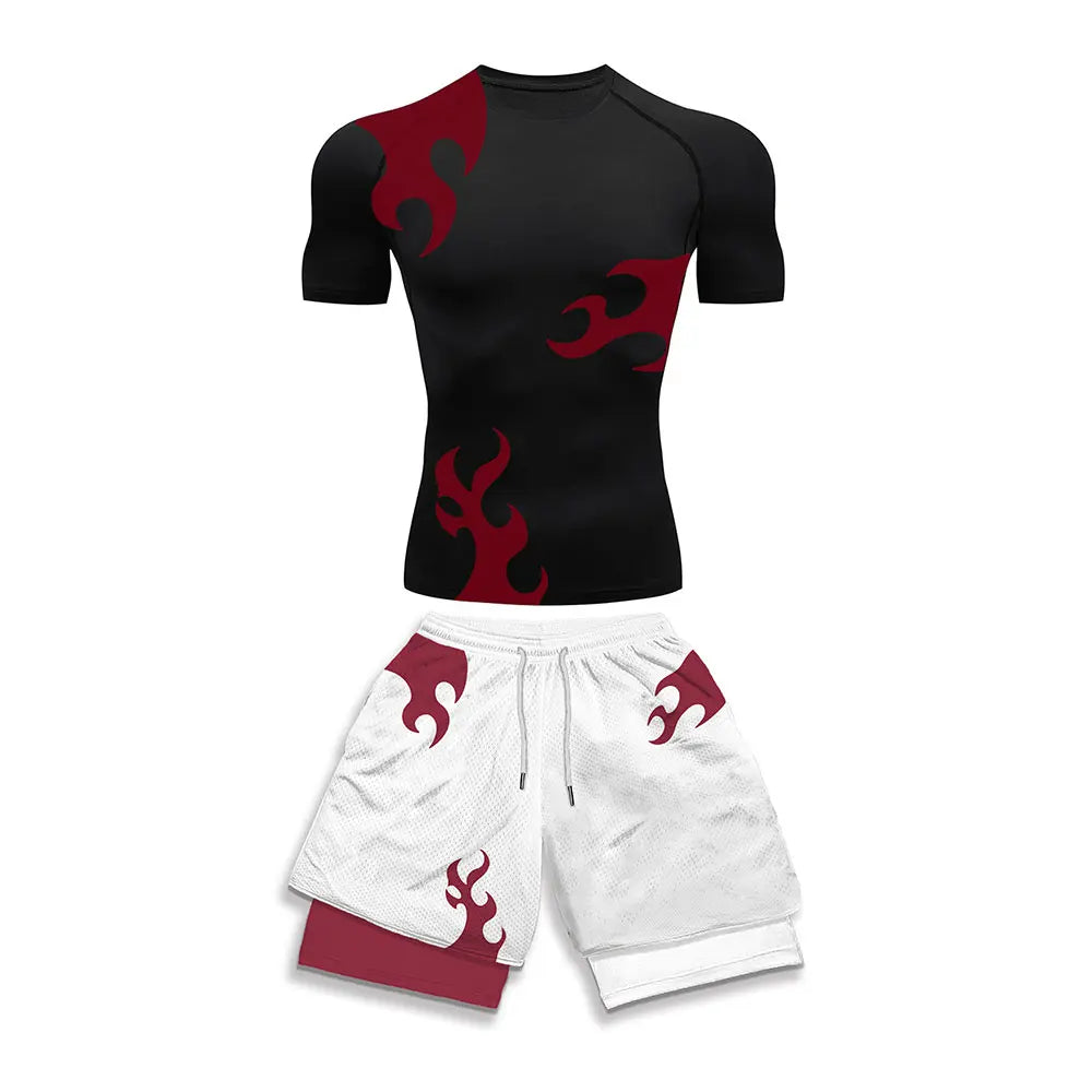 Men's Printed Compression Sports Two-Piece Set