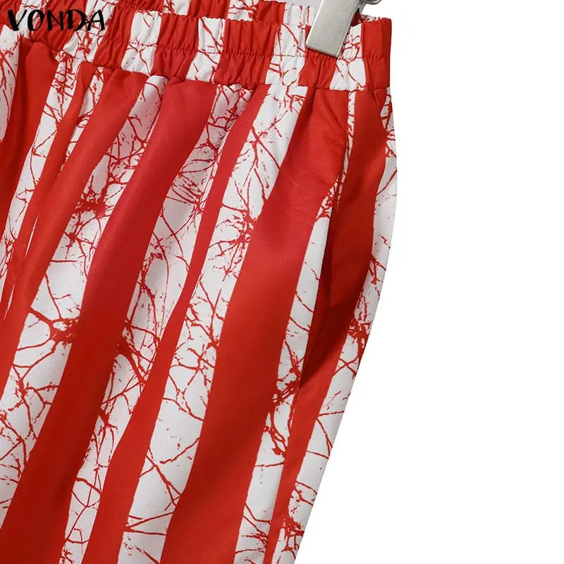 Plus Size Bohemian Print Shirt & Wide Leg Pants Set — Women
