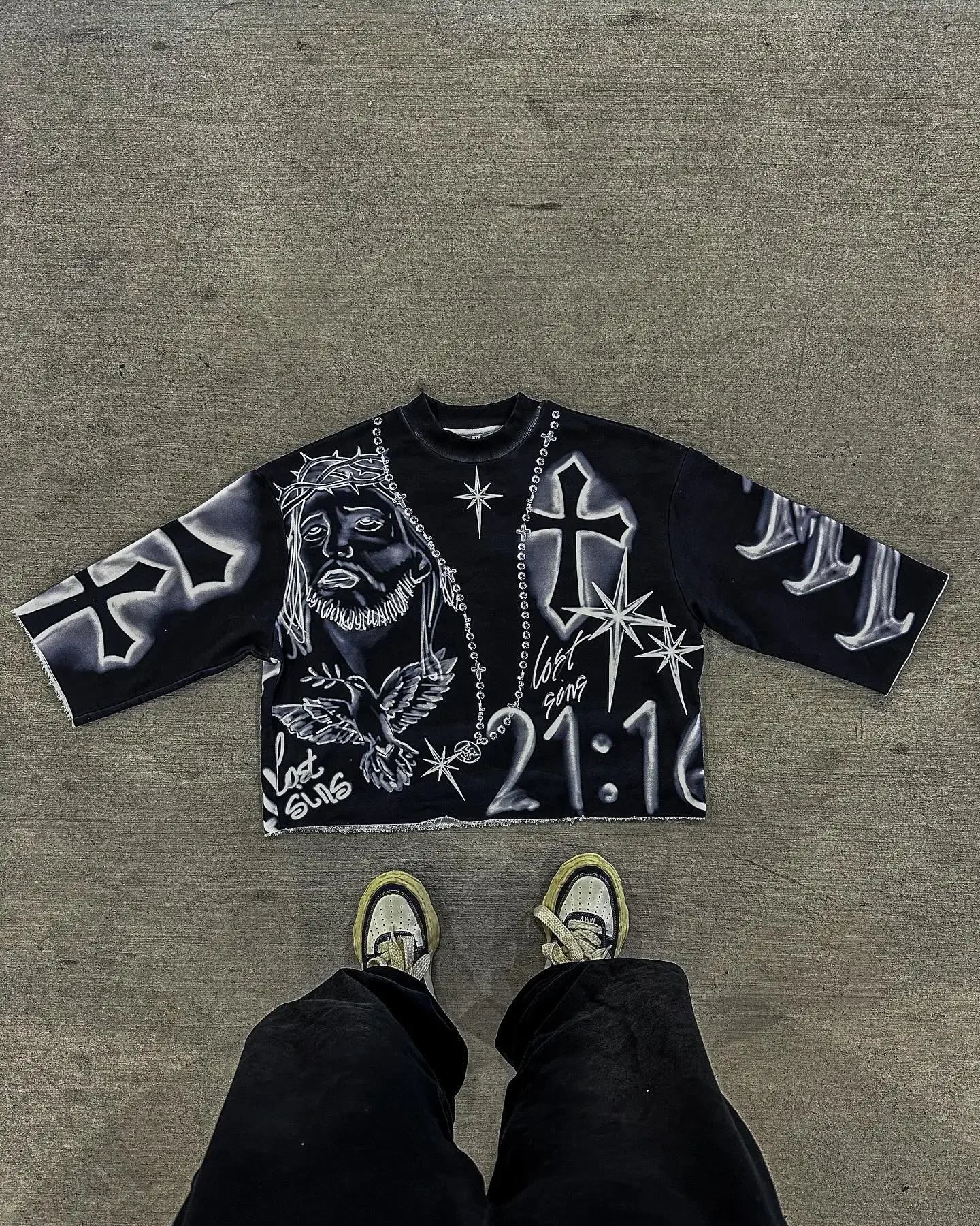 Tie Dye Cross Cropped Graphic Tee