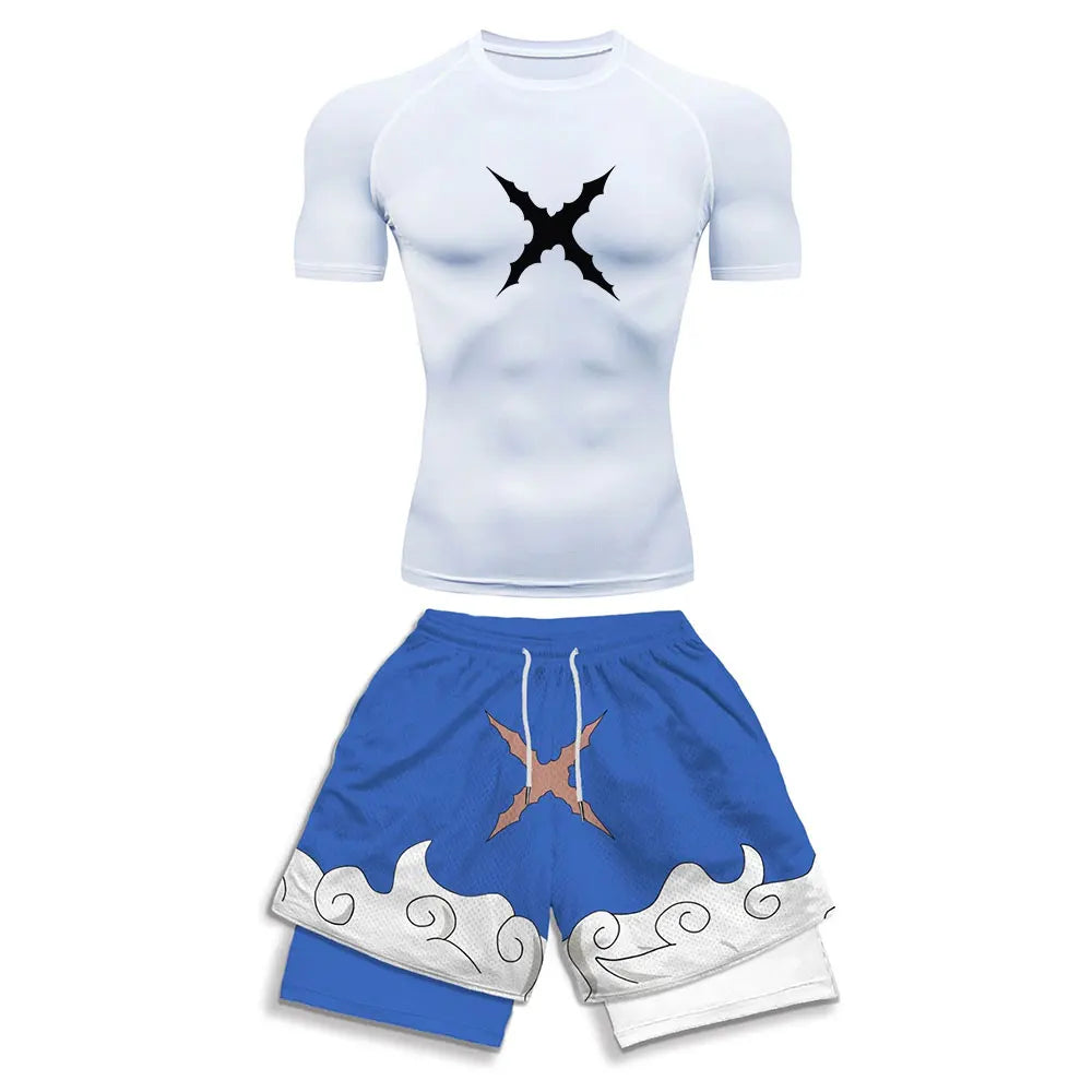 Men's Printed Compression Sports Two-Piece Set