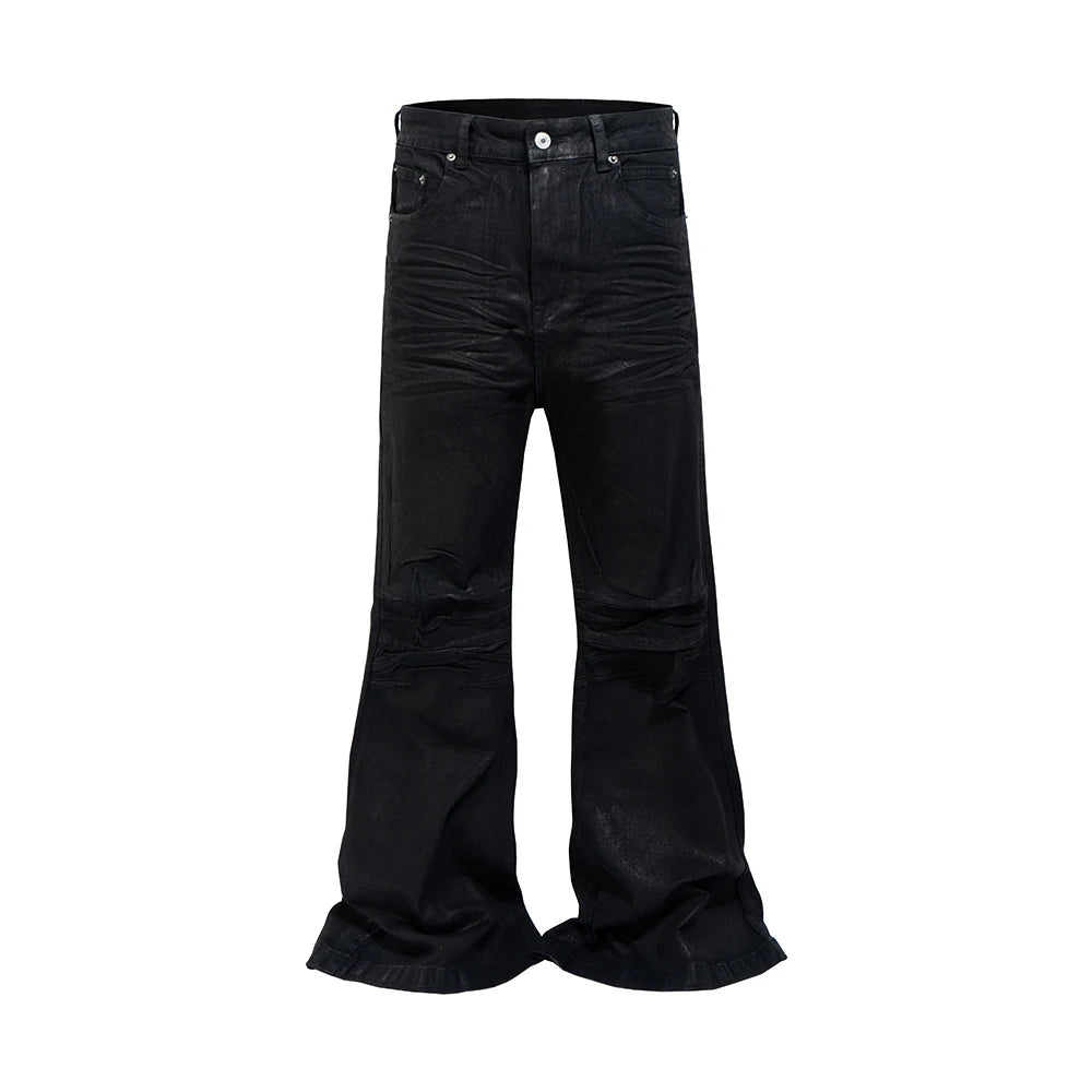 Black Coated Flare Boot Cut Denim Pants