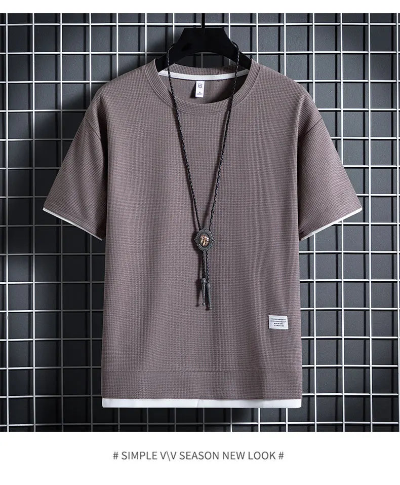 Men's Waffle T-Shirt & Shorts Tracksuit Set