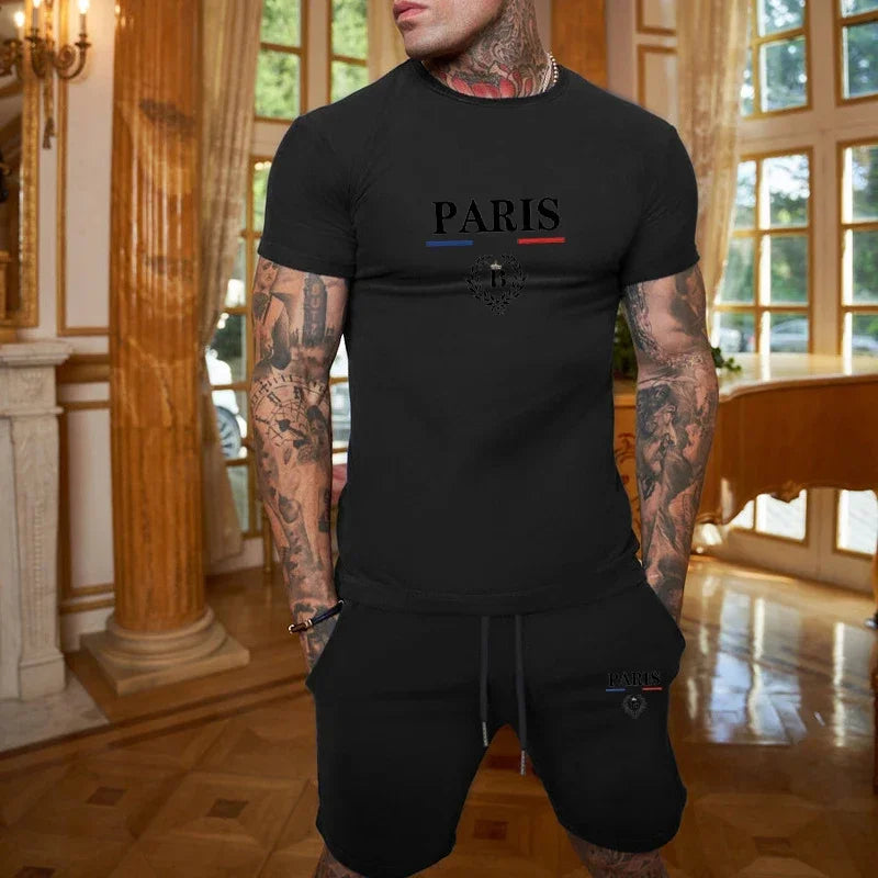 Men's Short Sleeve T-Shirt & Split Shorts Sportswear Set
