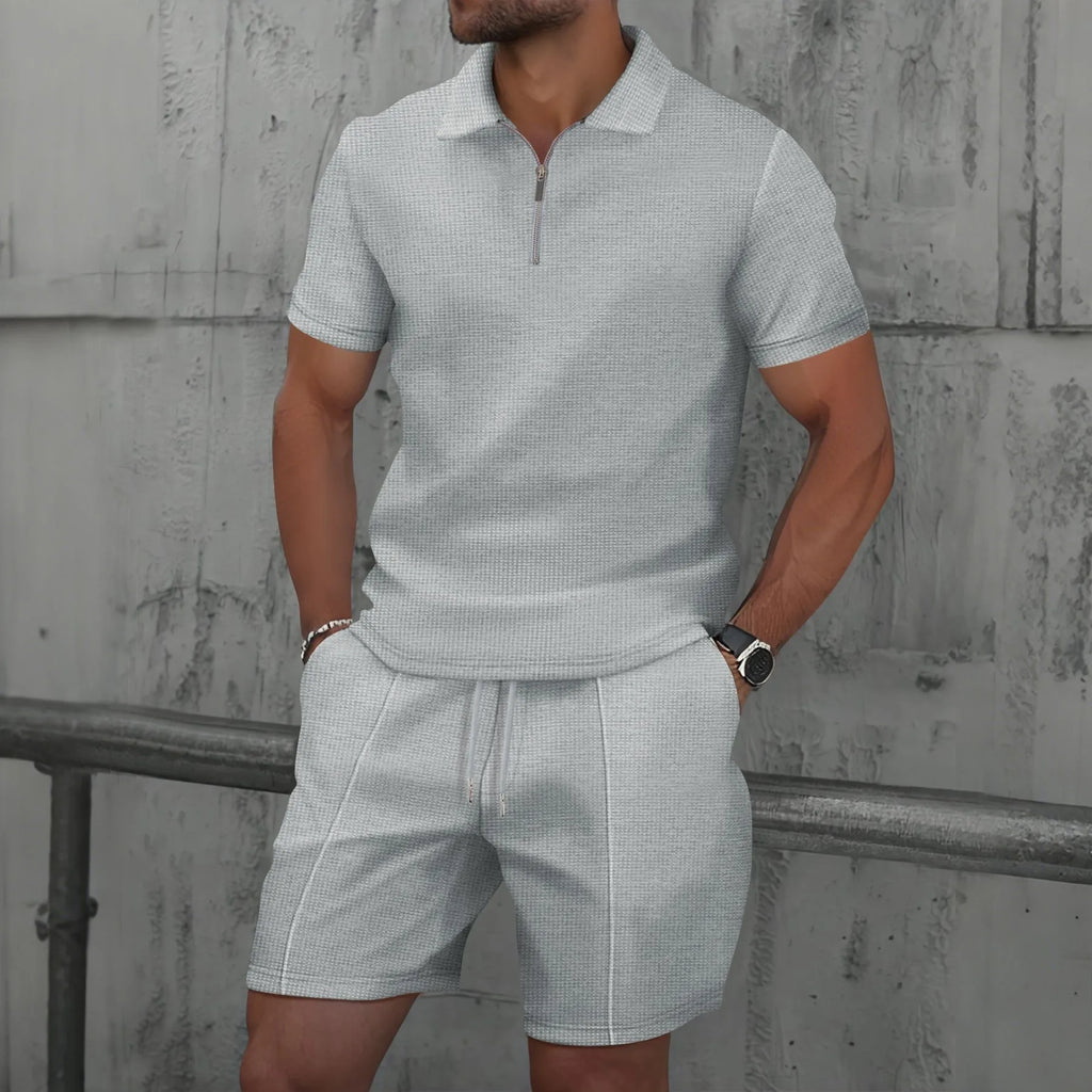 Men's Waffle Two-Piece Suit Shorts Set