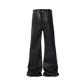 Midnight Flare — Black Wax Leather Stretch Jean