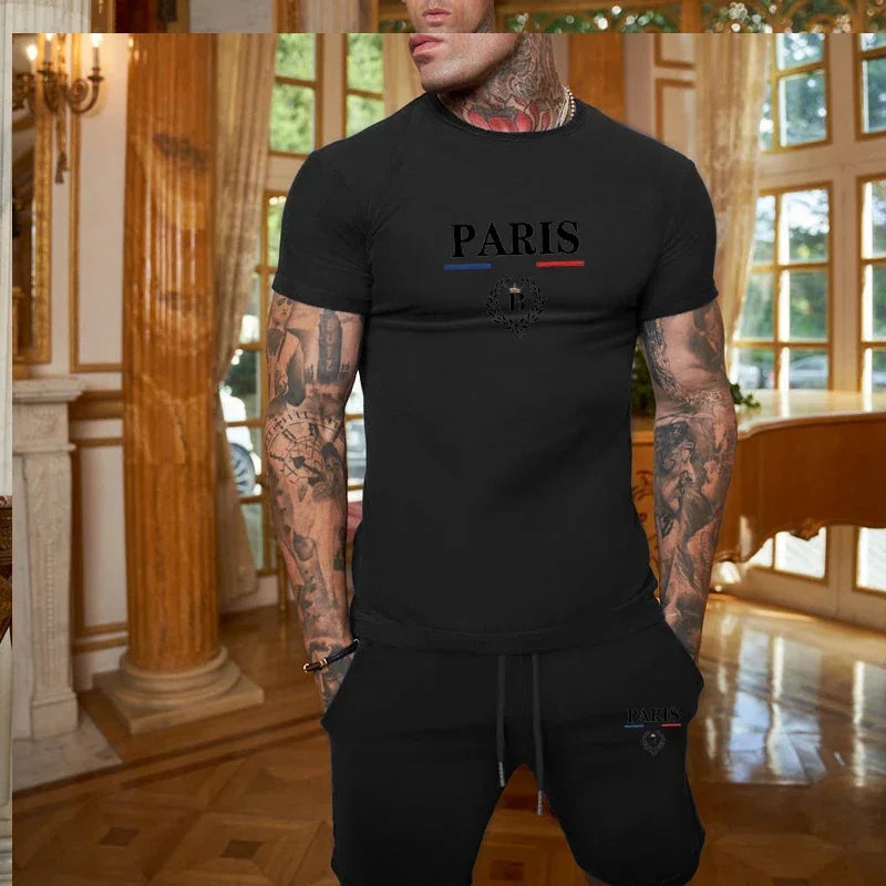 Men's Short Sleeve T-Shirt & Split Shorts Sportswear Set