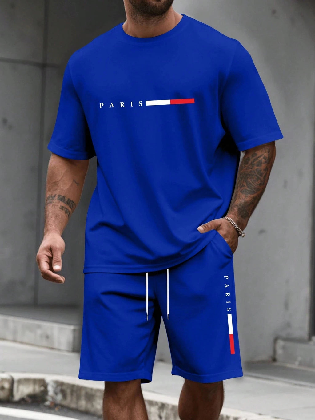 Men's O-Neck Short Sleeve T-Shirt & Shorts Tracksuit Set
