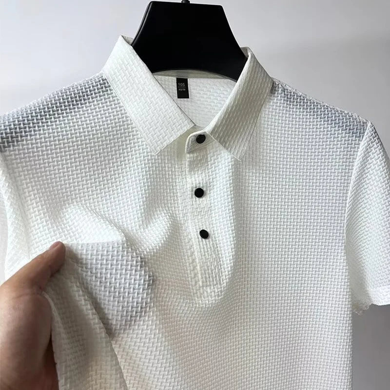 Bone Flower Print Polo Shirt