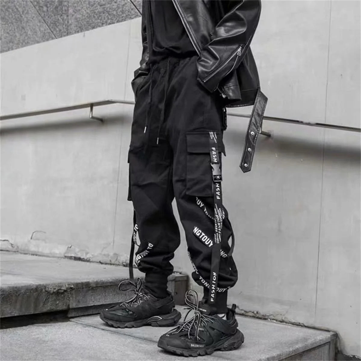 Phantom Cargo — Gothic Ribbon Techwear Pant