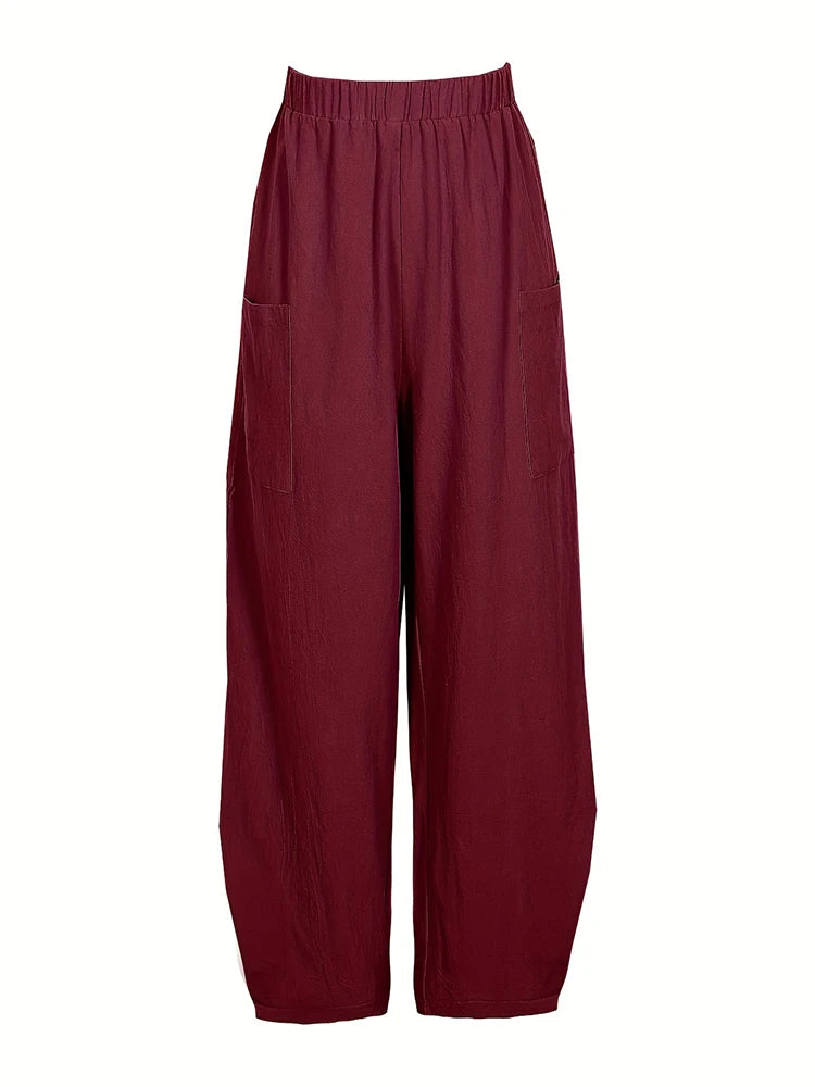 Plus Size Cotton-Linen Harem Trousers — Women