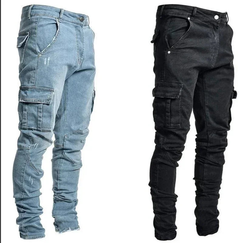 Men's Slim Fit Multi-Pocket Cargo Denim Joggers