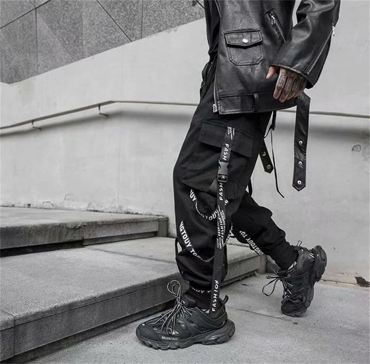 Phantom Cargo — Gothic Ribbon Techwear Pant